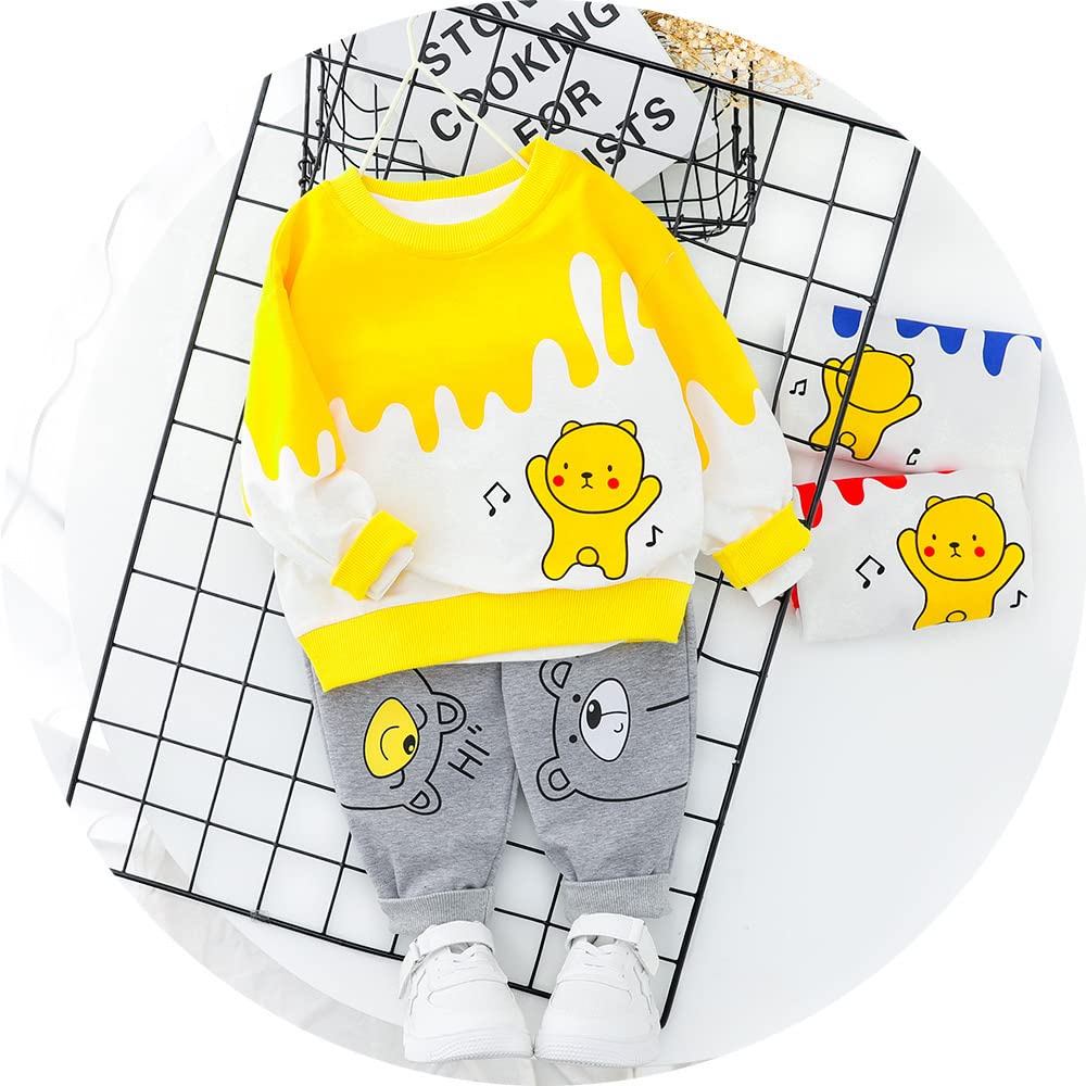 Googo Gaaga Boy Cotton Sweatshirt Set - Yellow - Image 4