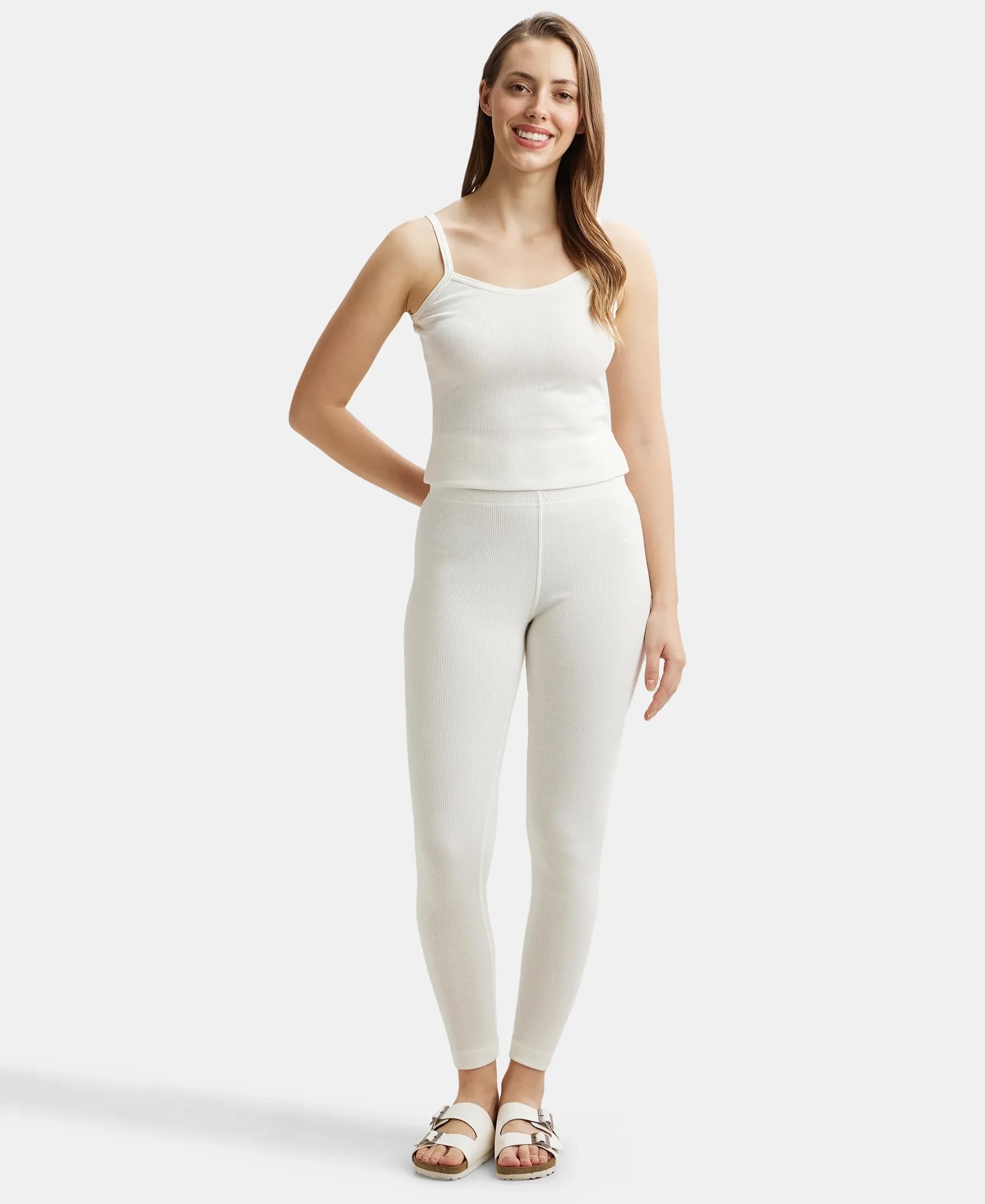 Jockey Women's Tailored Fit Cotton Leggings - Off White - Image 4