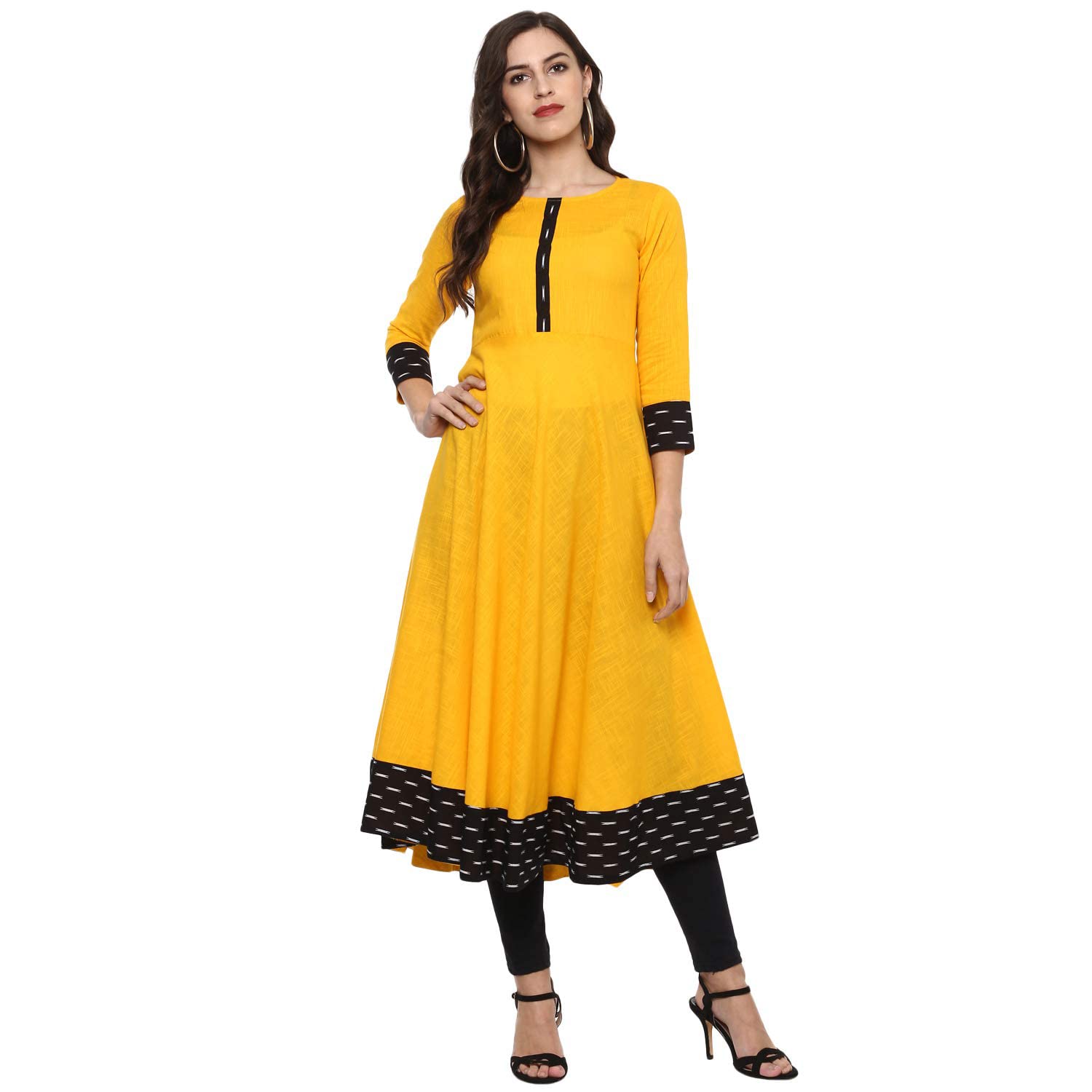 Yova Anarkali Kurti for Women - Black