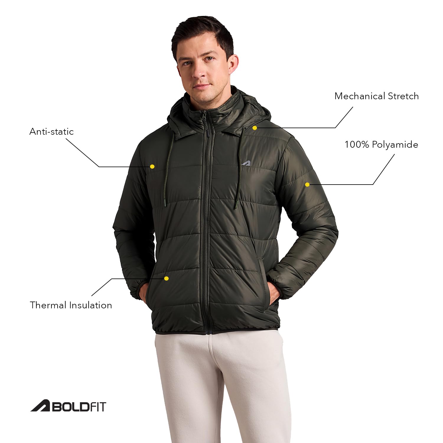 Boldfit Men's Nylon Jacket - Olive - Image 2