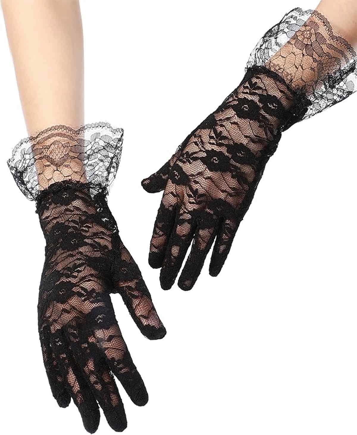 YUPPIN Lace Gloves for Women - Black - Image 5