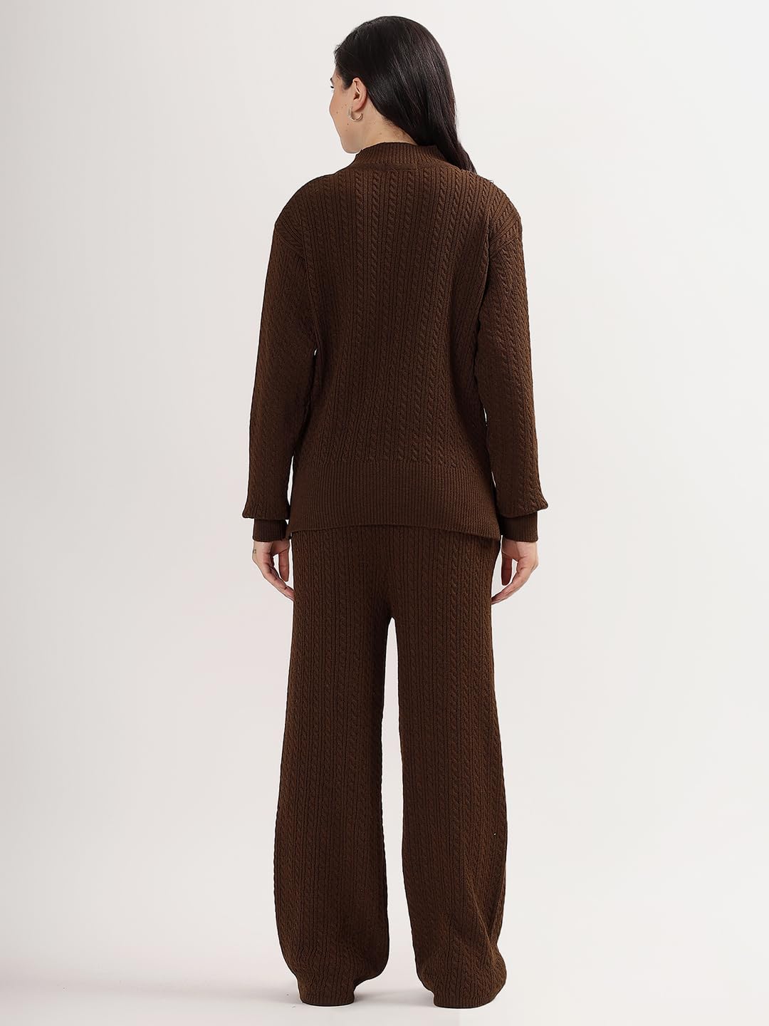 Kvetoo Women Winter Coord Set Cable Knit Wool Blend - Image 2