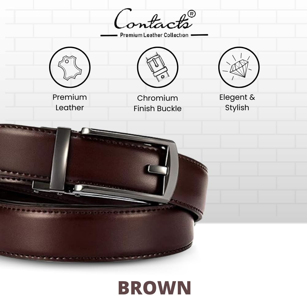 Leather Belt for Men - Brown AutoLock - Image 2