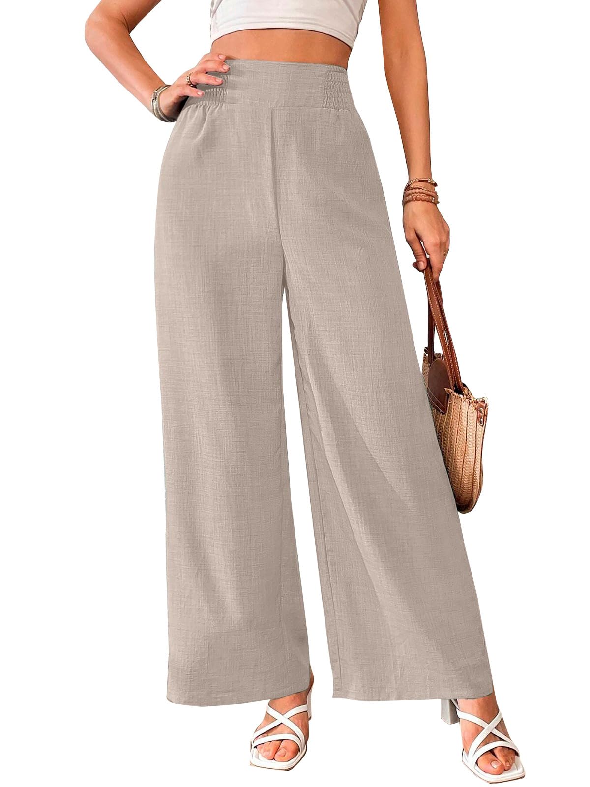 Vogaan Women's Cream Viscose Trousers