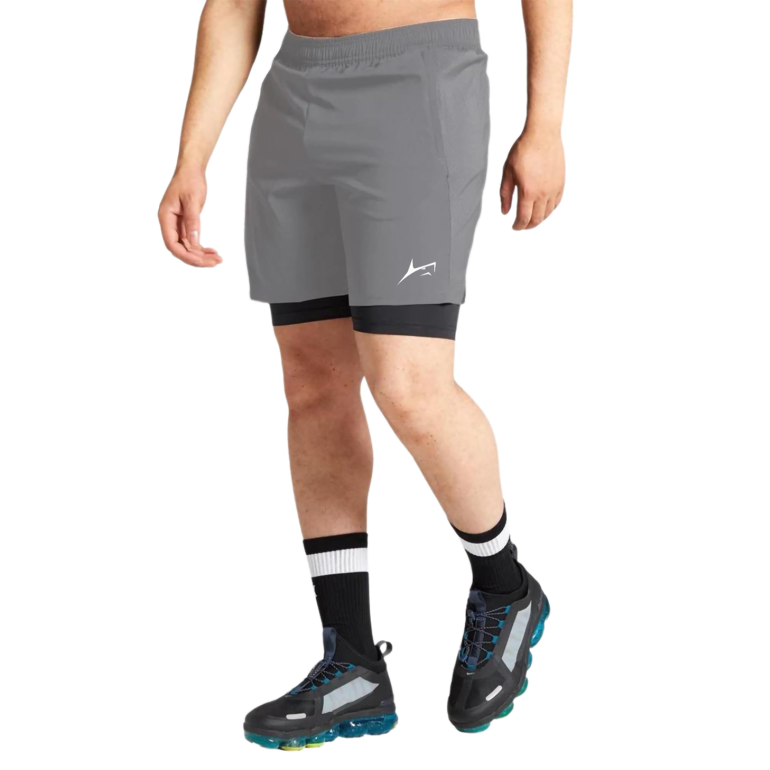 PROSHARX Men's Active Shorts with Inner Tights - Grey - Image 4