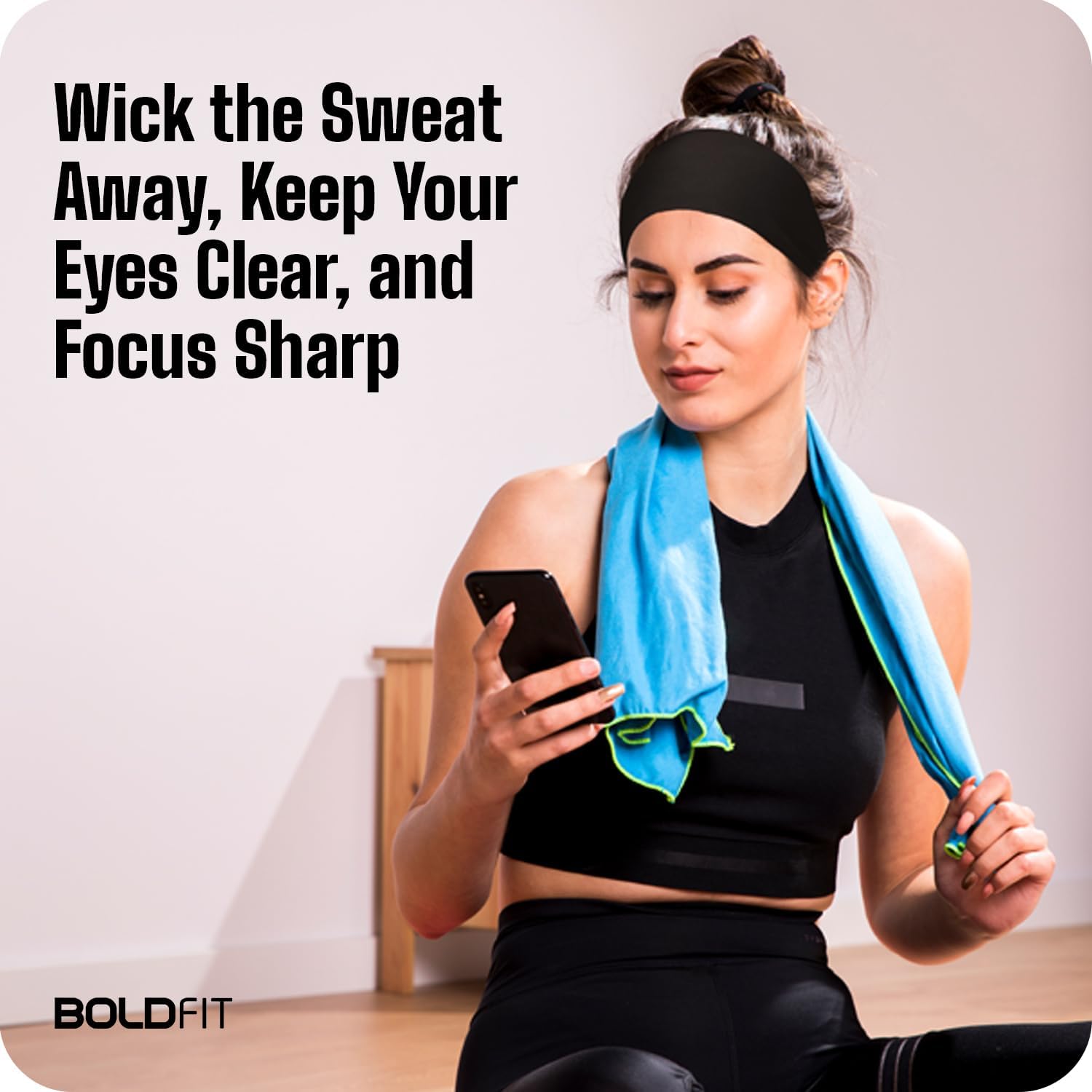 Boldfit Cotton Strapless Headband for Men & Women - Black - Image 5