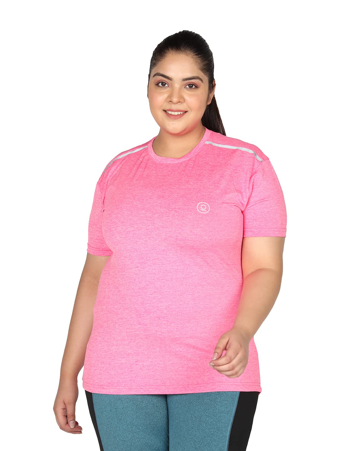 CHKOKKO Spacedye Pink Dry Fit T-Shirt for Women