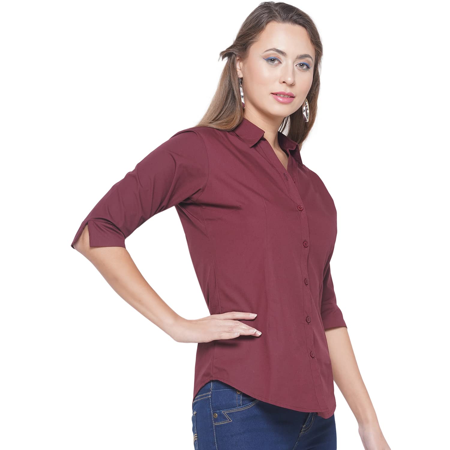 LIANAFASHION Maroon Formal Shirt for Women - Image 2