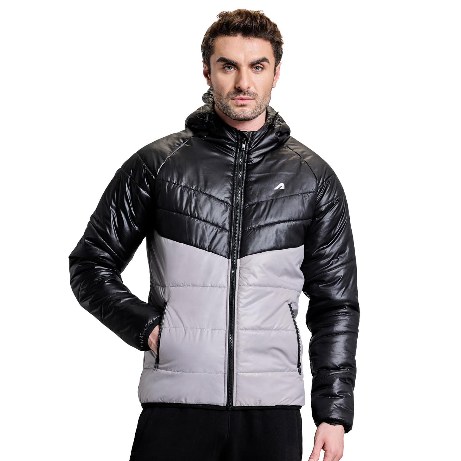 Boldfit Grey Black Puffer Jacket for Men