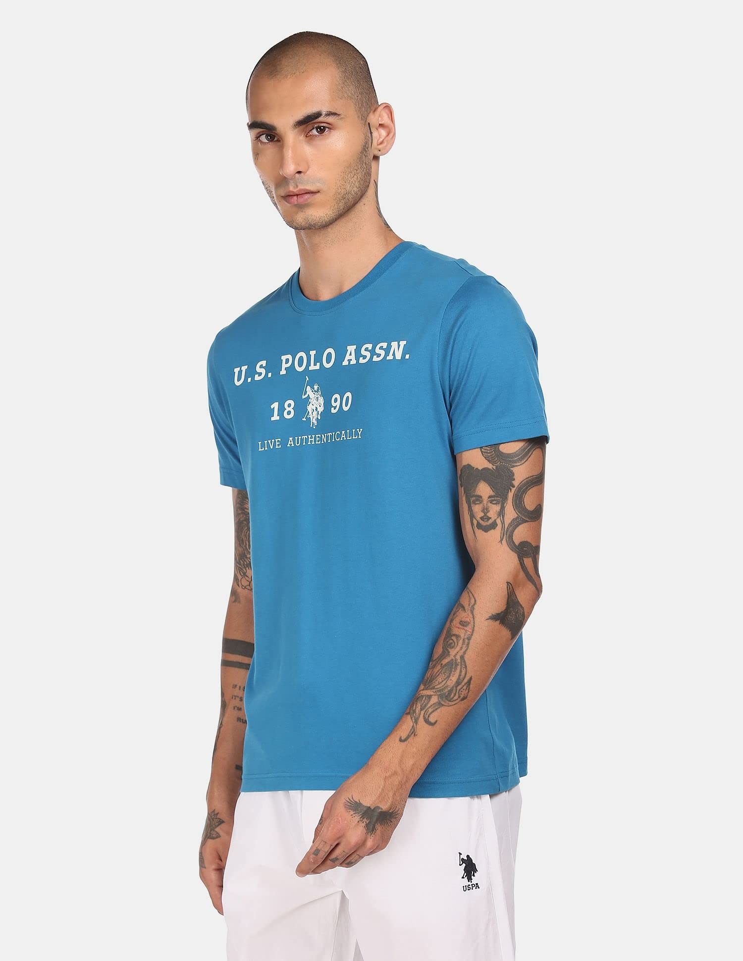U.S. Polo Assn Men's T-Shirt - Blue Printed - Image 3