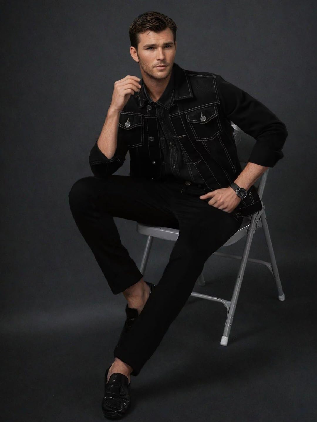 KOTTY Men's Classic Denim Jacket - Black - Image 5