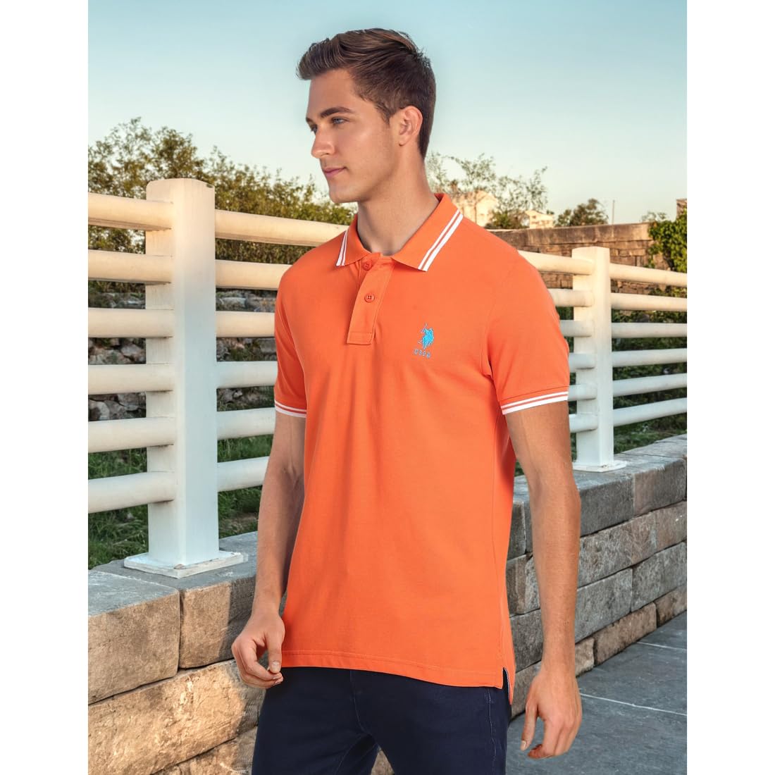U.S. Polo Assn. Men's Orange Polo Shirt - Image 2
