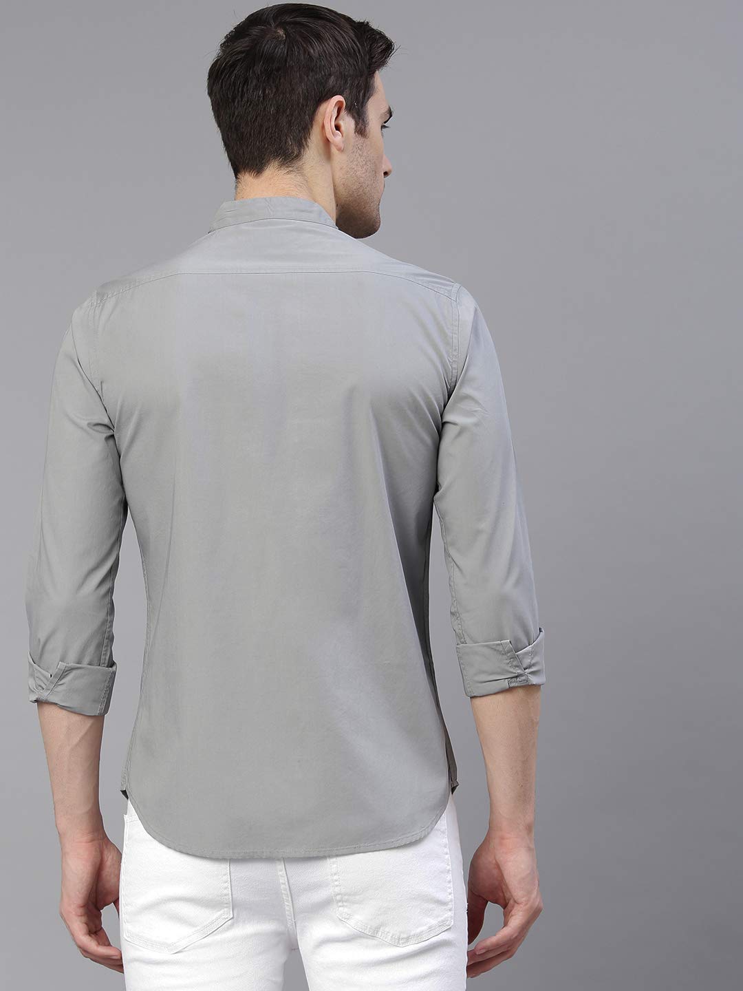 Dennis Lingo Grey Cotton Casual Shirt for Men - Image 4