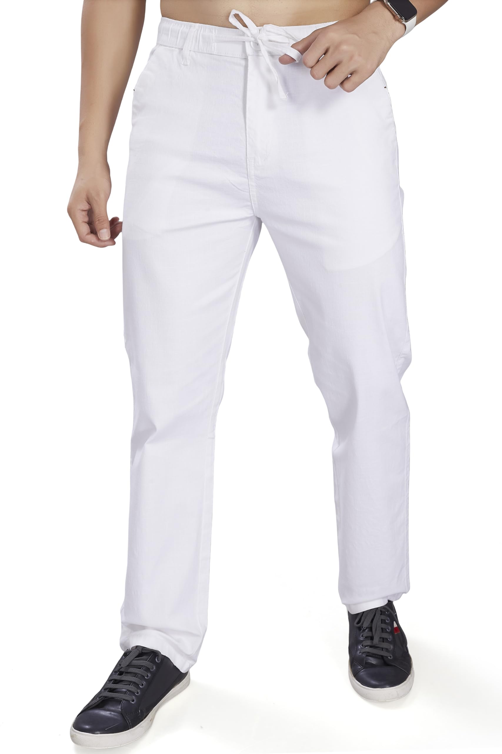 DIVISIVE Men's Trousers - White Cotton Linen