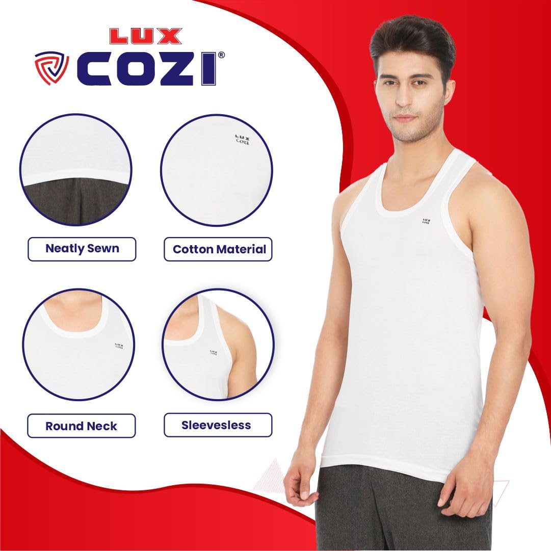 Lux Cozi Men Sleeveless Vest - White - Image 4