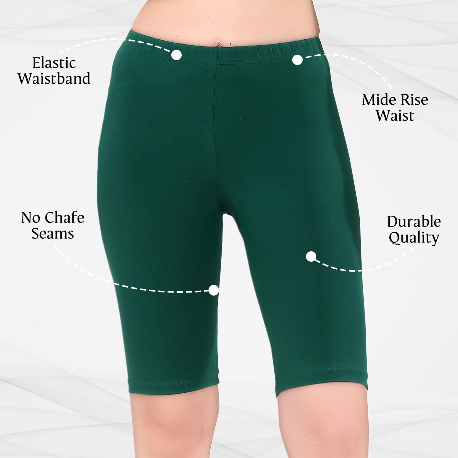 TRASA Women's Forest Green Biker Shorts - Image 3