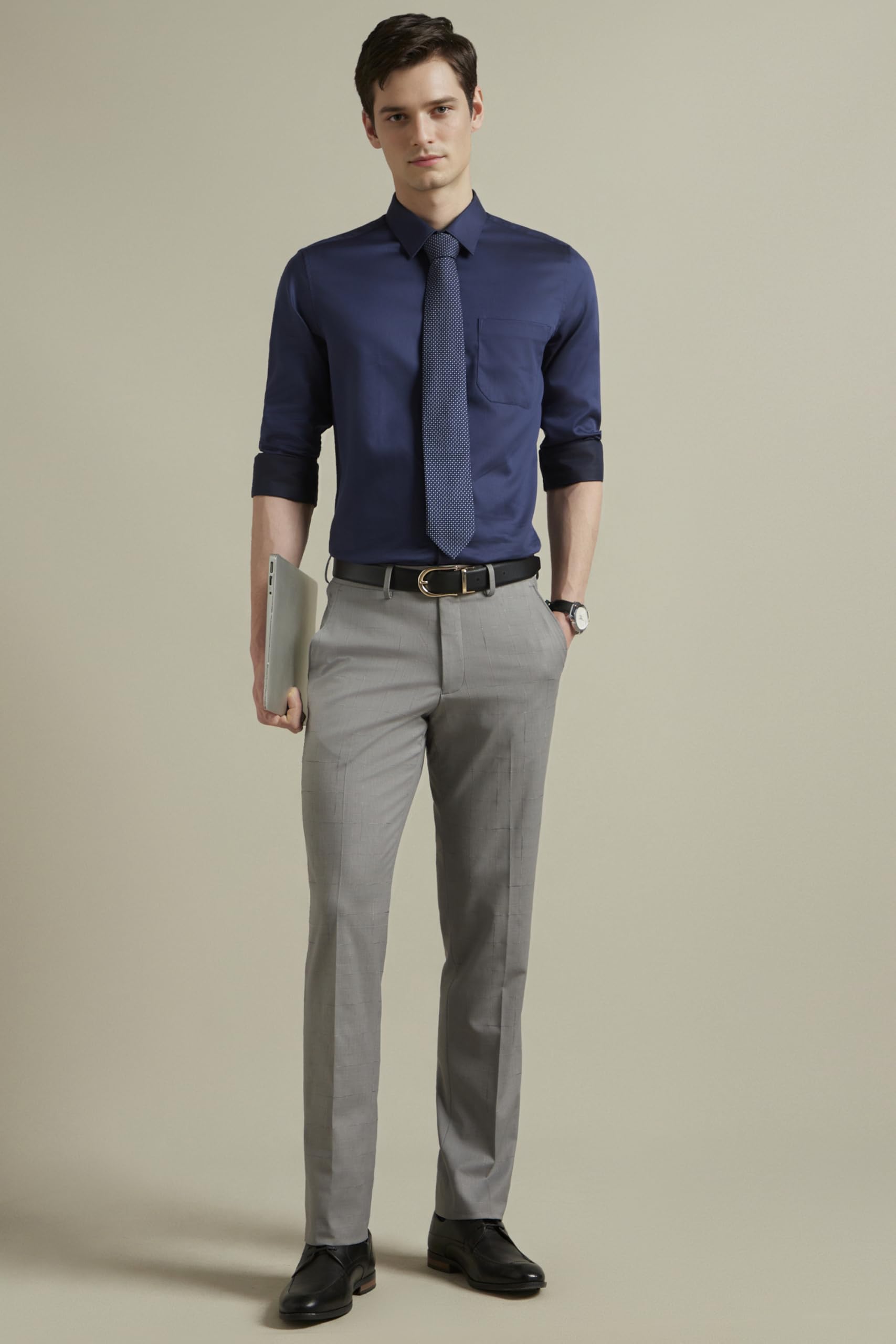 Louis Philippe Men Work Utility Pants - Grey - Image 2