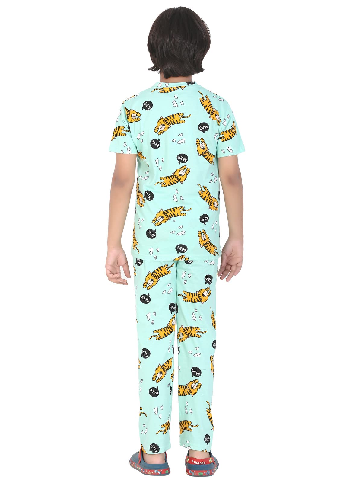 Ninos Dreams Boys Cotton Coord Set Night Suit - Green - Image 4