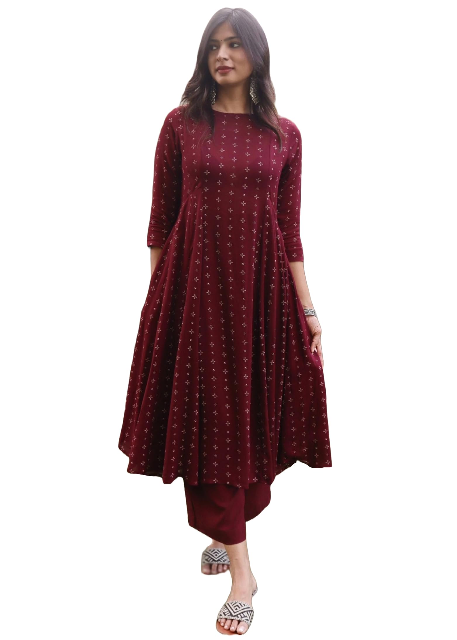GoSriKi Women's Rayon Viscose Printed Anarkali Kurta
