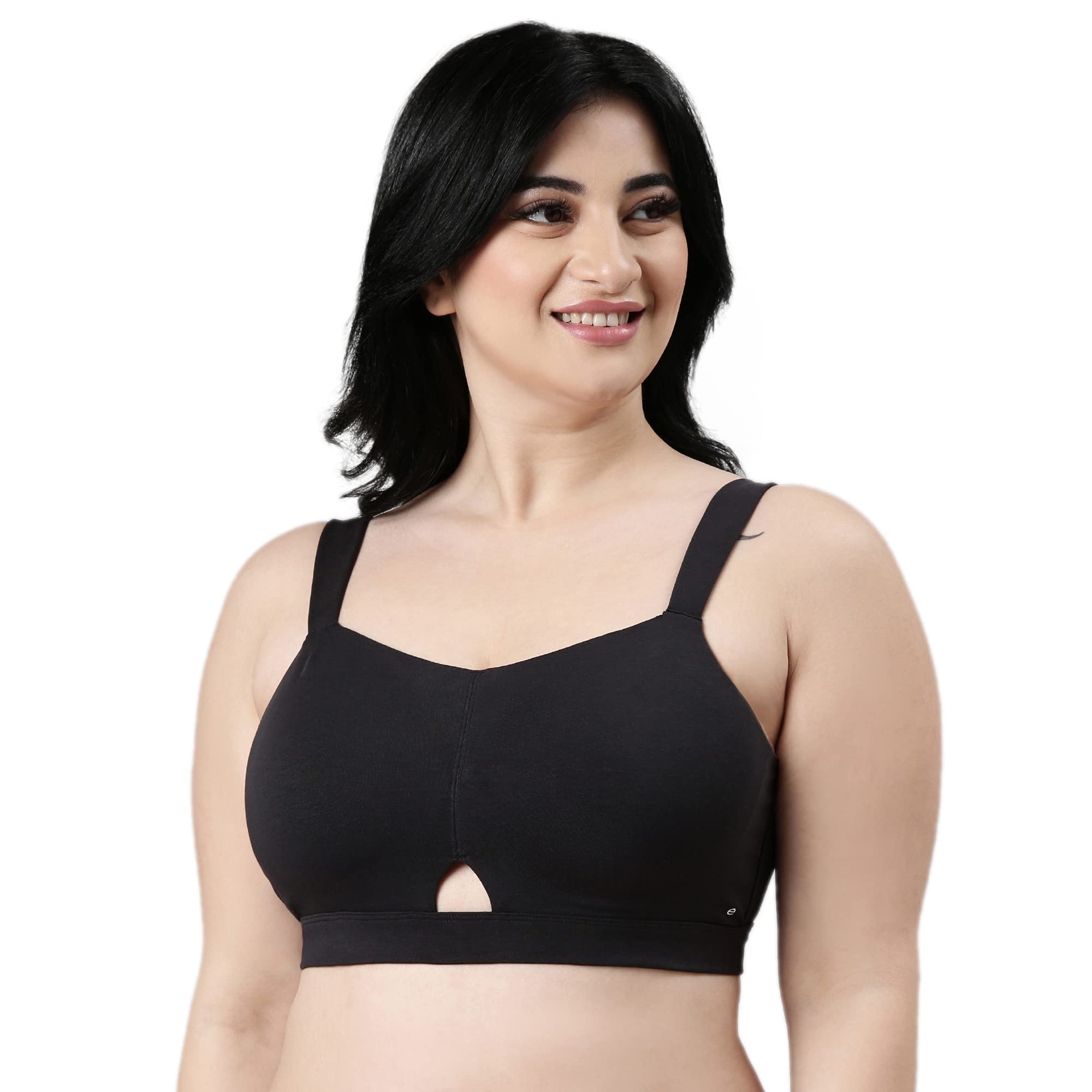 Enamor Women's Wire Free Minimizer Bra - Black