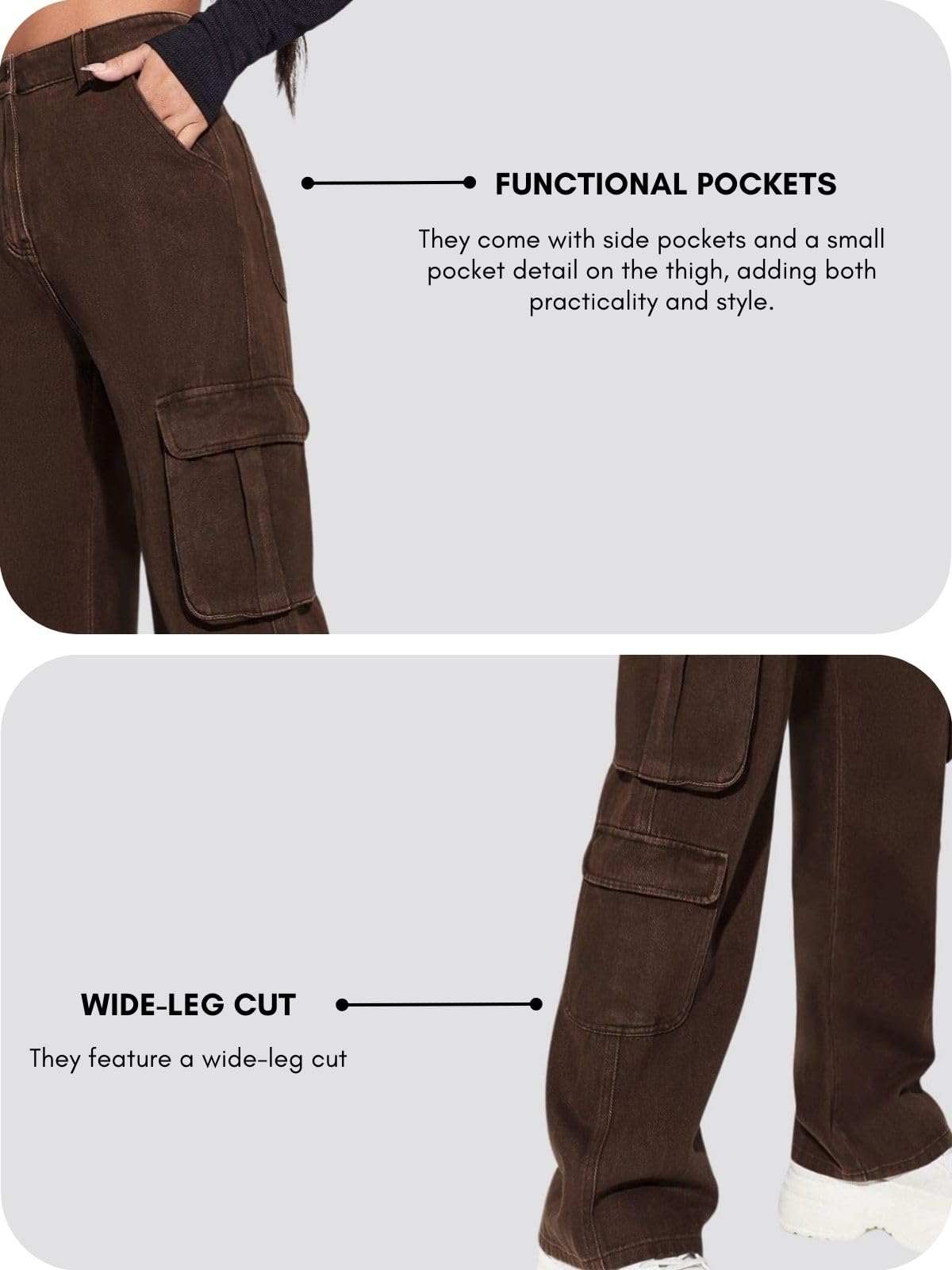 GRECIILOOKS High Rise Jeans for Women - Brown - Image 5