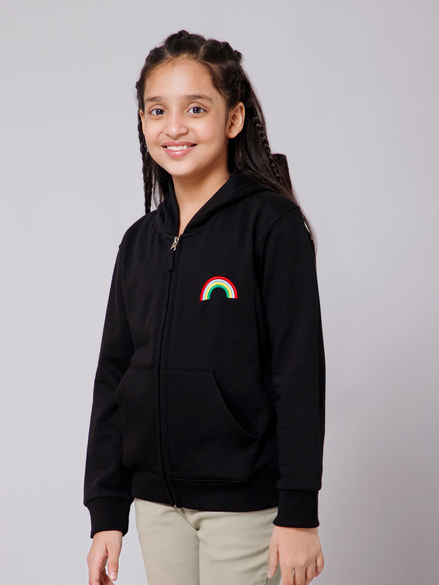 Alan Jones Clothing Black Zipper Hoodie for Girls - Image 2