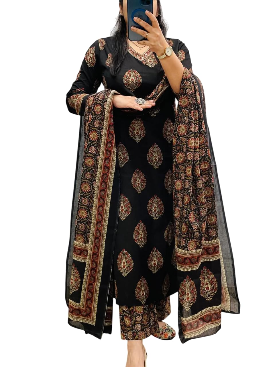 Rangnavi Black Straight Kurta Set for Women