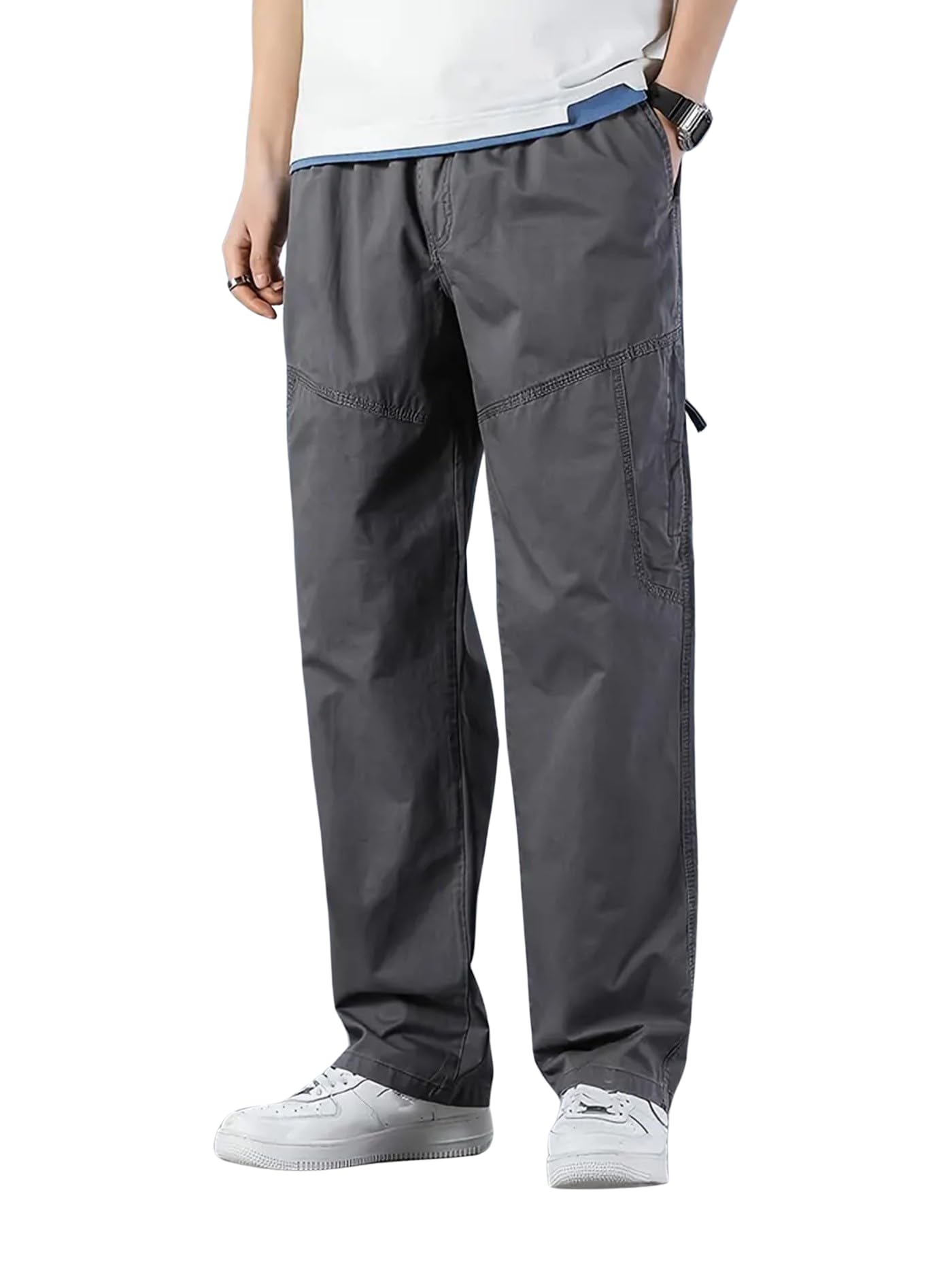 Lymio Men Cargo Pants - Cotton Dark Grey