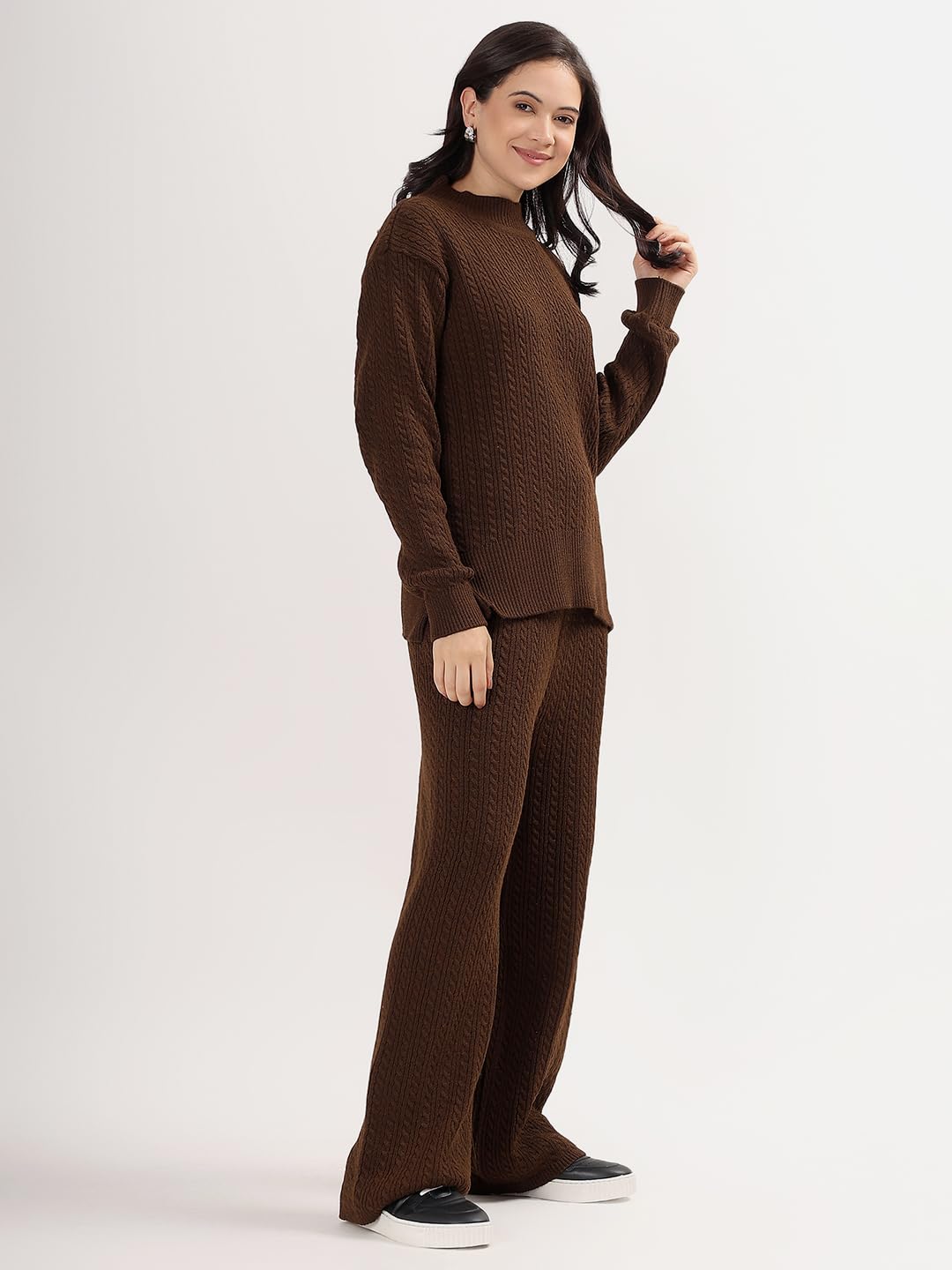 Kvetoo Women Winter Coord Set Cable Knit Wool Blend - Image 5