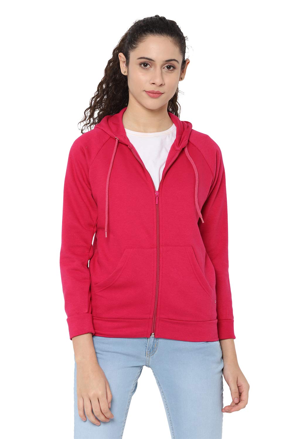 Allen Solly Women's Red Hooded Sweatshirt