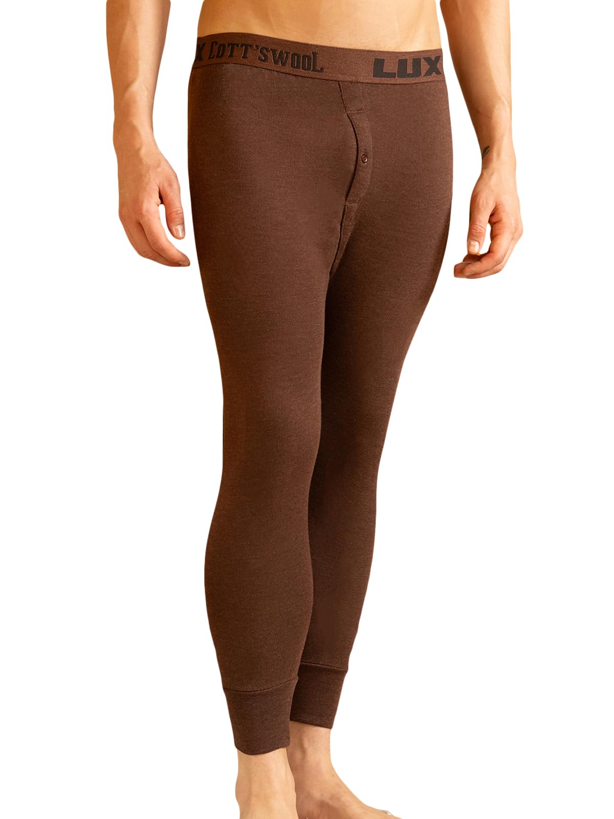Lux Cott' Wool Men Brown Thermal Bottom