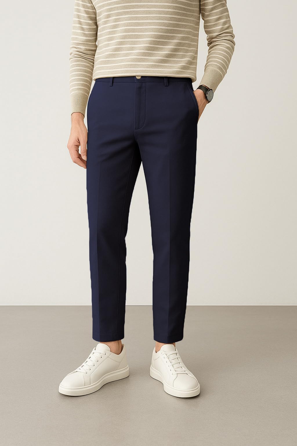 KARGEENS Men Formal Stretchable Pants - Navy Blue - Image 5