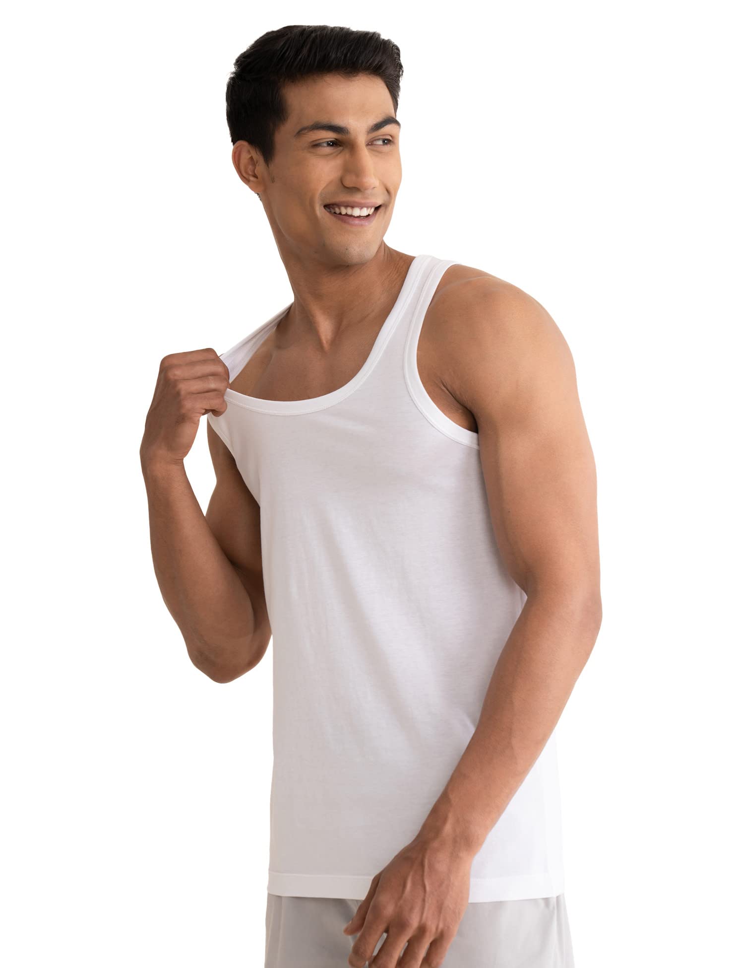 DAMENSCH Men Neo-Cotton Ribbed Round Neck Vest - White - Image 4