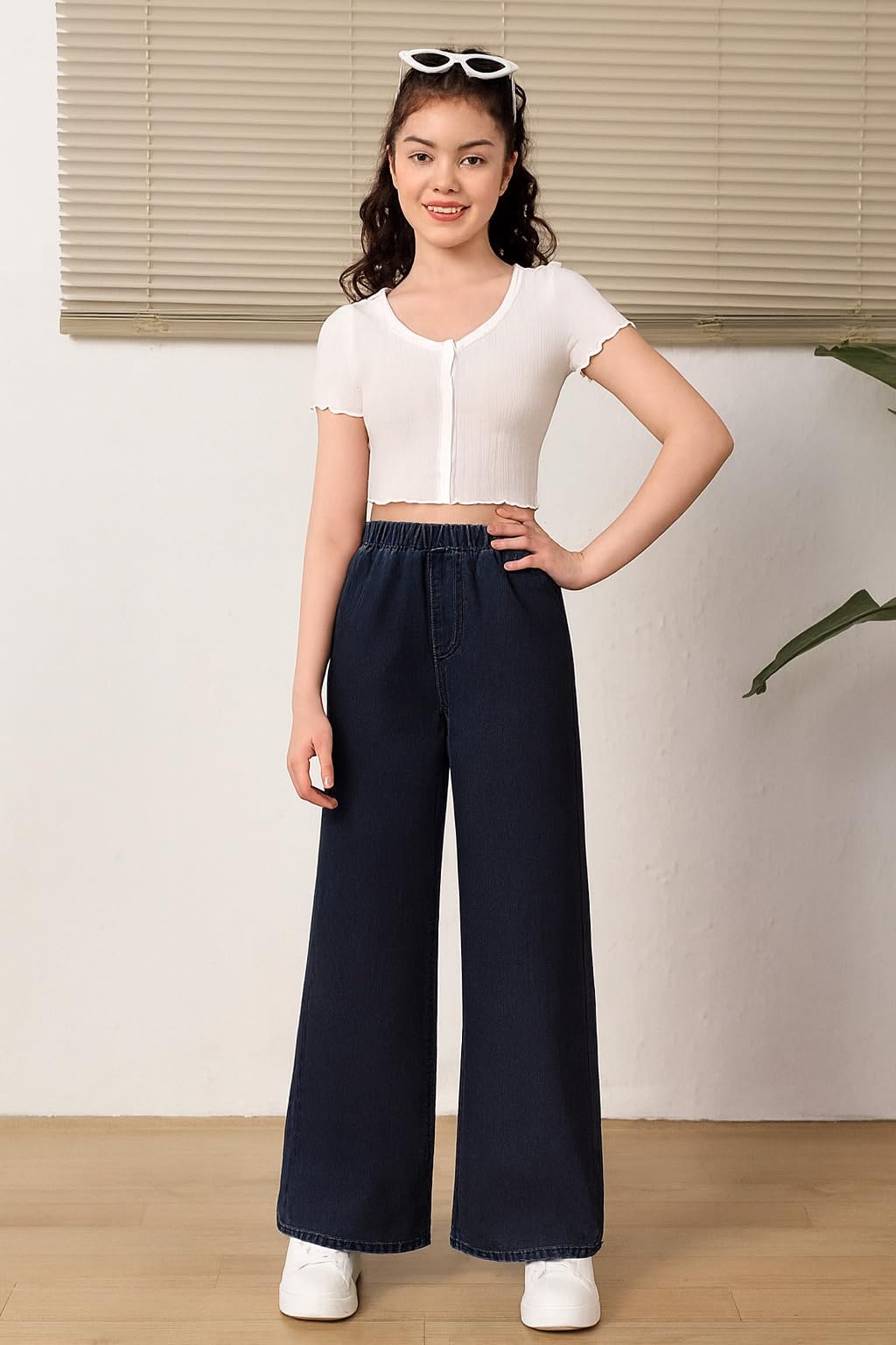 ADBUCKS Girls Stretch Denim Wide Leg Jeans - Image 2
