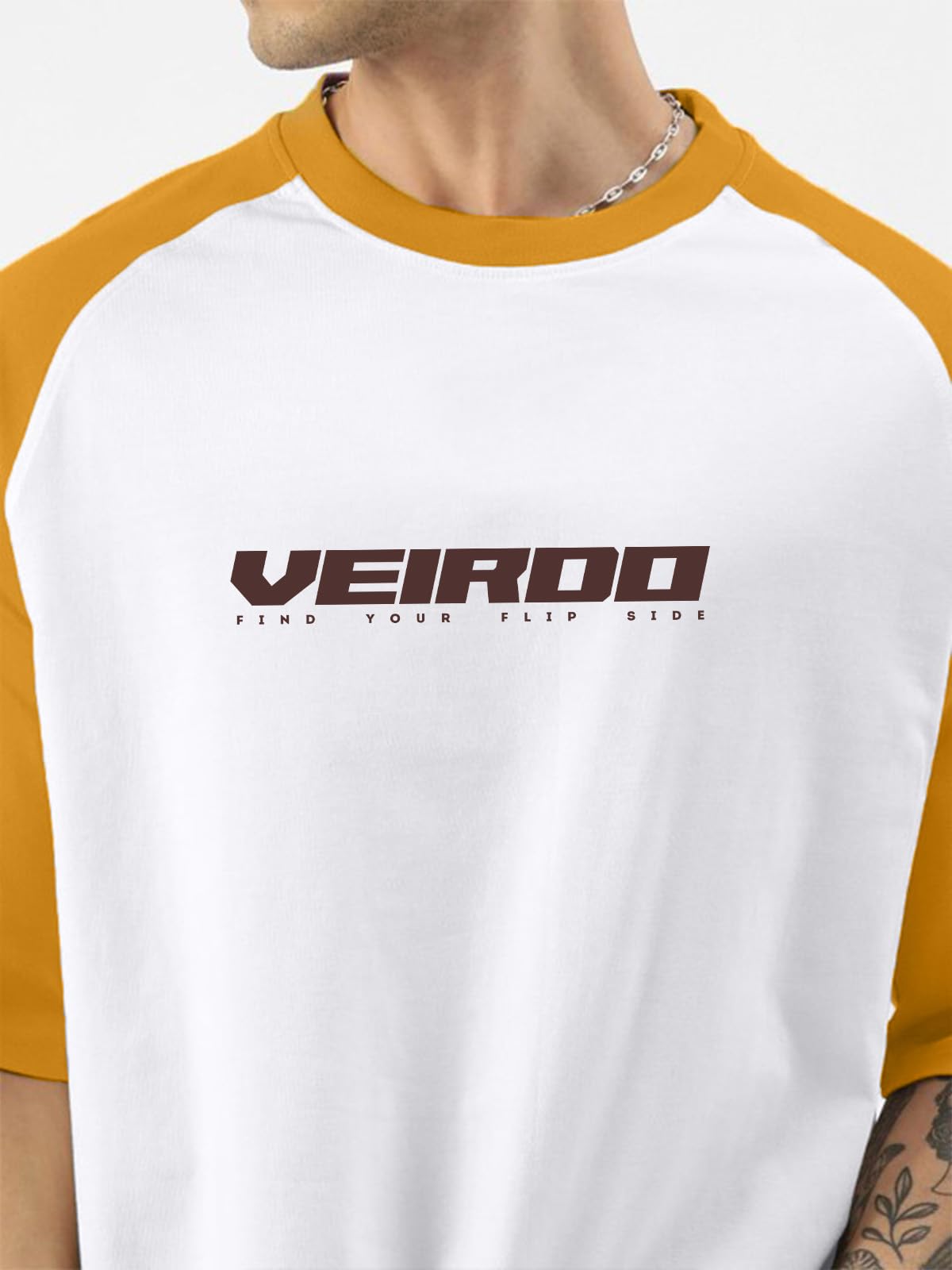 Veirdo Men's Round Neck T-Shirt - White Yellow - Image 5