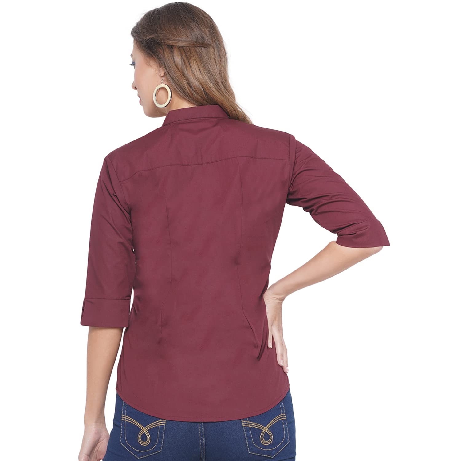 LIANAFASHION Maroon Formal Shirt for Women - Image 4