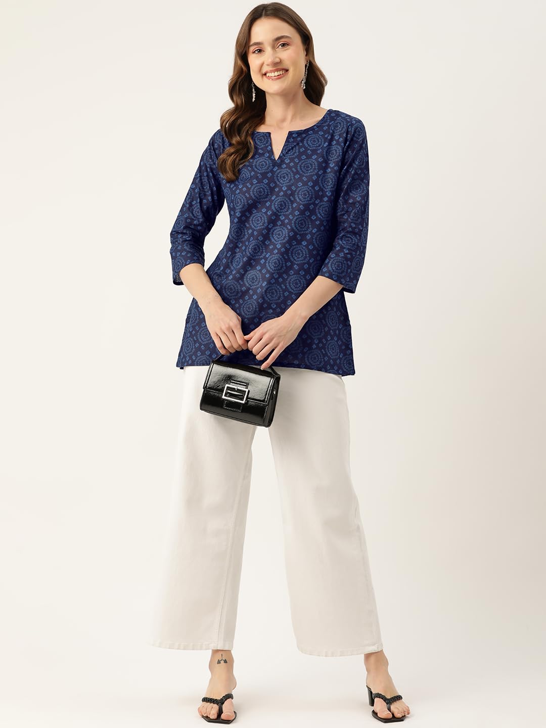 feranoid Women V-Neck Kurti - Navy - Image 5