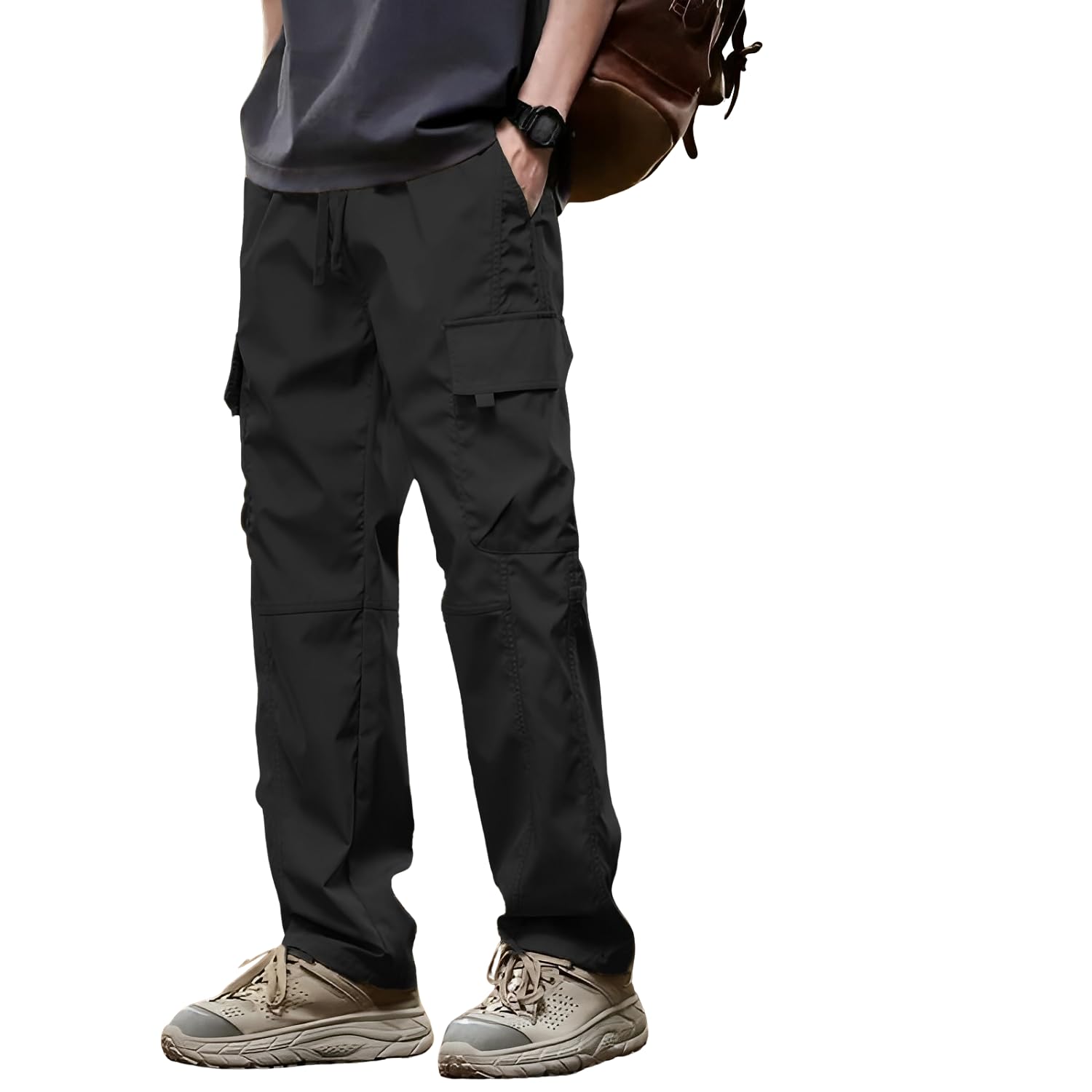 Lymio Men Cotton Cargo Pants - Black