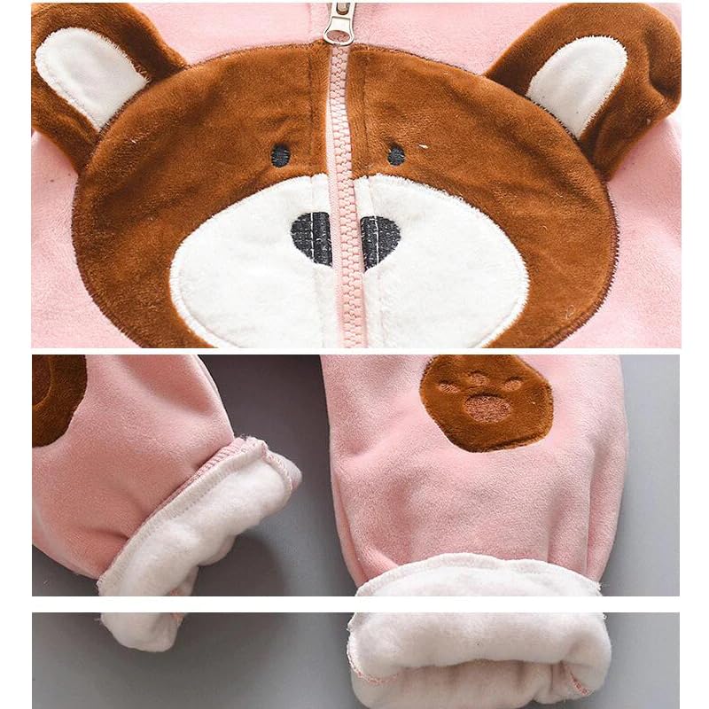 Bold N Elegant Kids Velvet Hoodie & Jogger Set - Baby Pink - Image 4