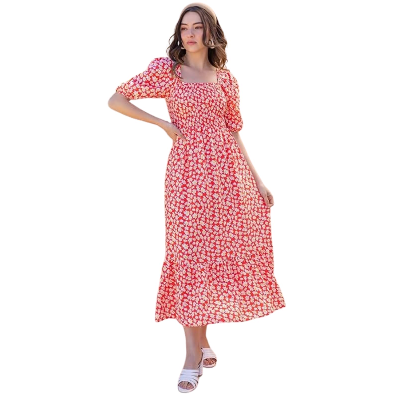 Sheetal Associates Women's Casual Flower Print Maxi Dress - Red - Image 5