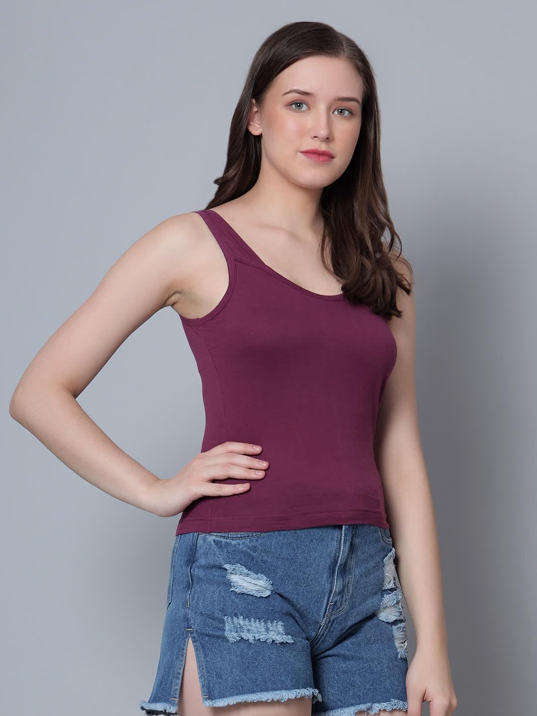 Aimly Women's Carrot Wine Cotton Camisole Set - Image 5