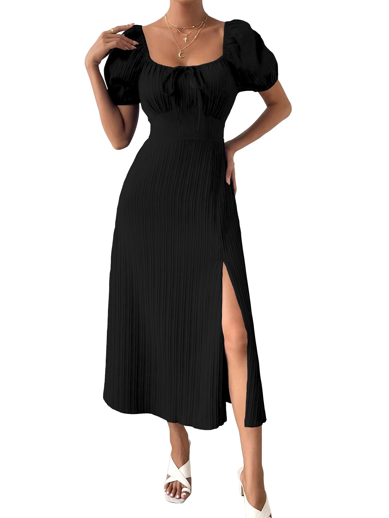 Shasmi Women Black Tie Front Maxi Dress