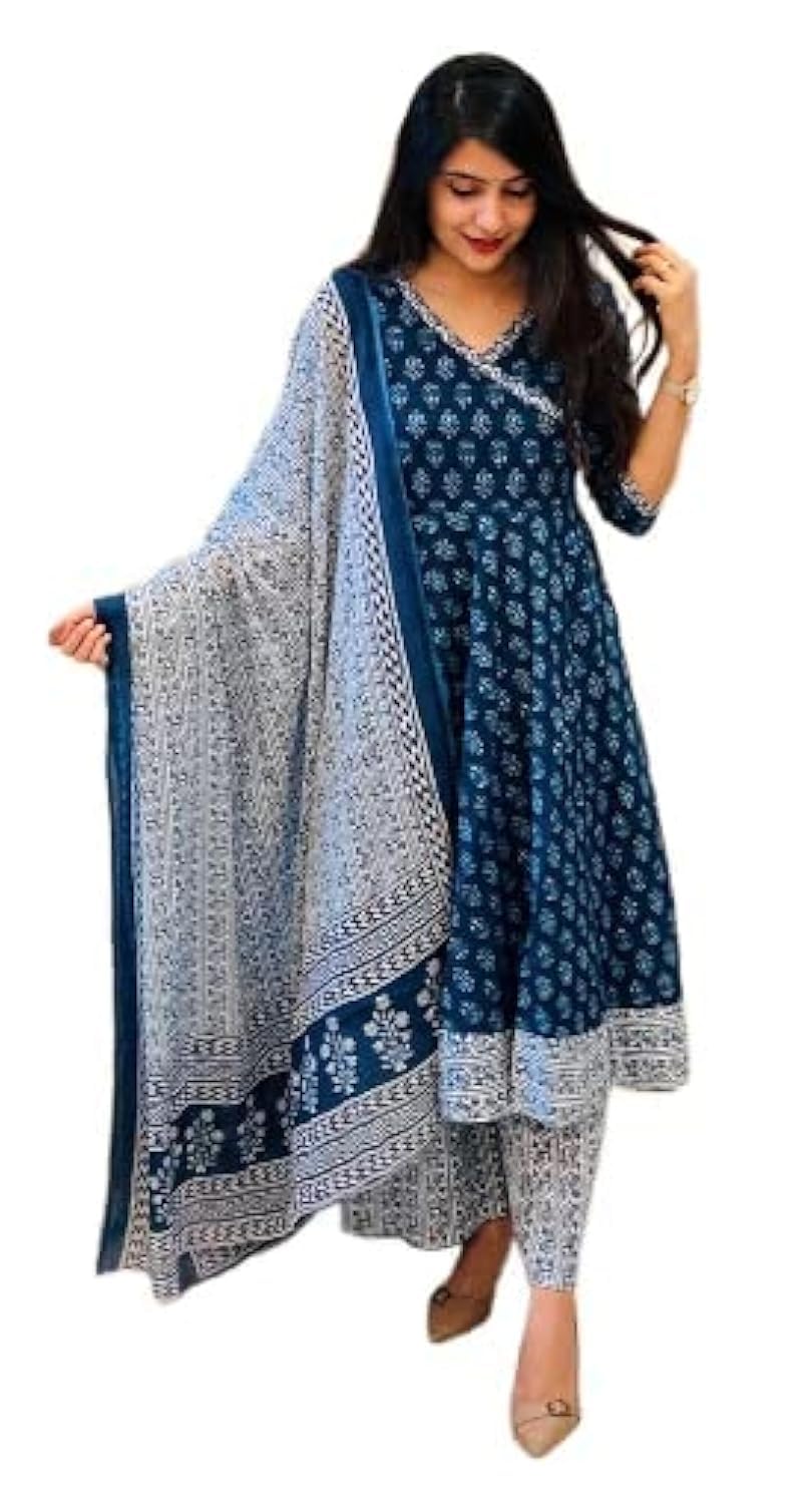 KLOSIA Blue Rayon Anarkali Kurta for Women