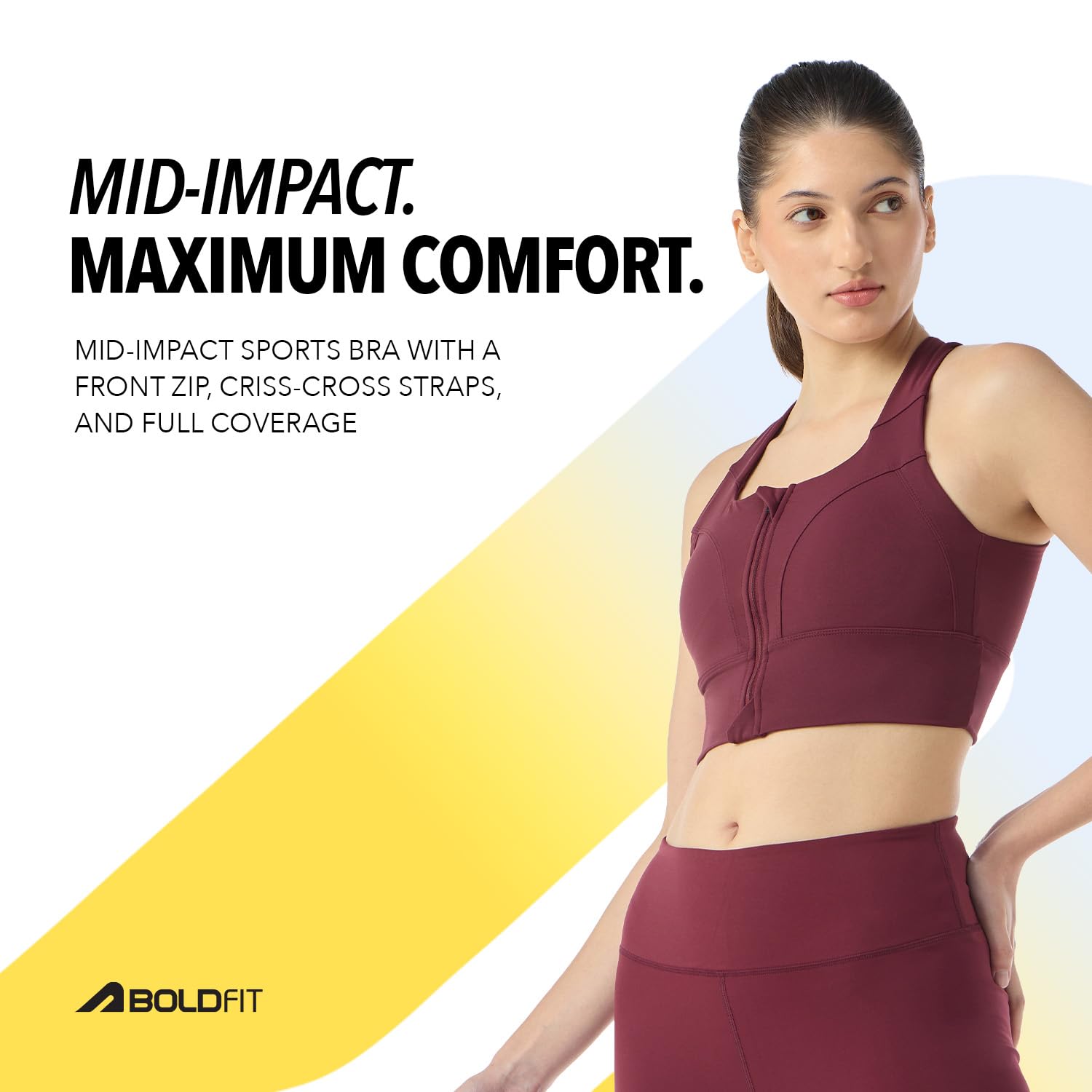Boldfit Maroon Sports Bra for Women Wire-Free - Image 2
