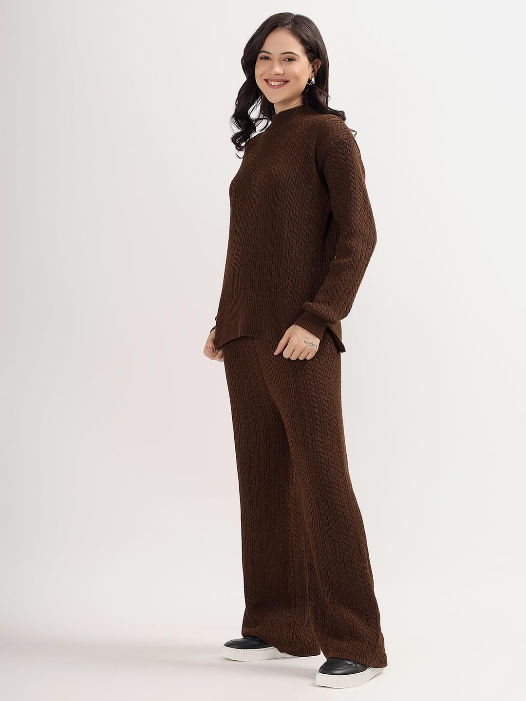 Kvetoo Women Winter Coord Set Cable Knit Wool Blend - Image 4