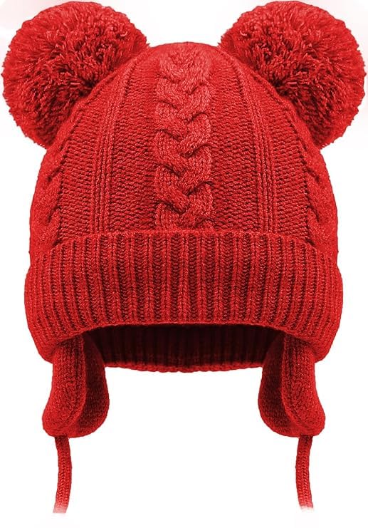 Gajraj Baby Woolen Skull Beanie Cap - Red