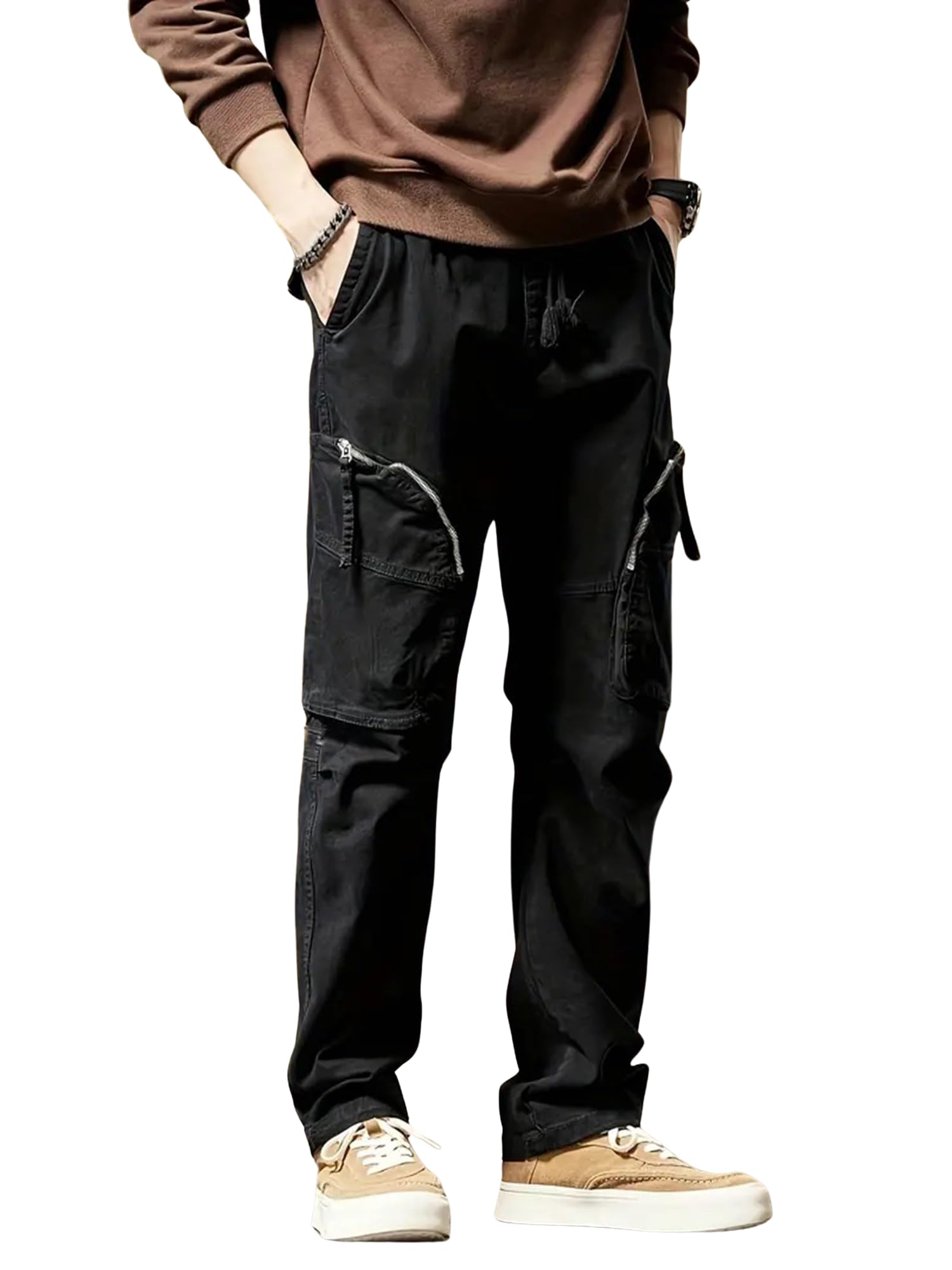 Lymio Men's Cotton Cargo Pants - Black