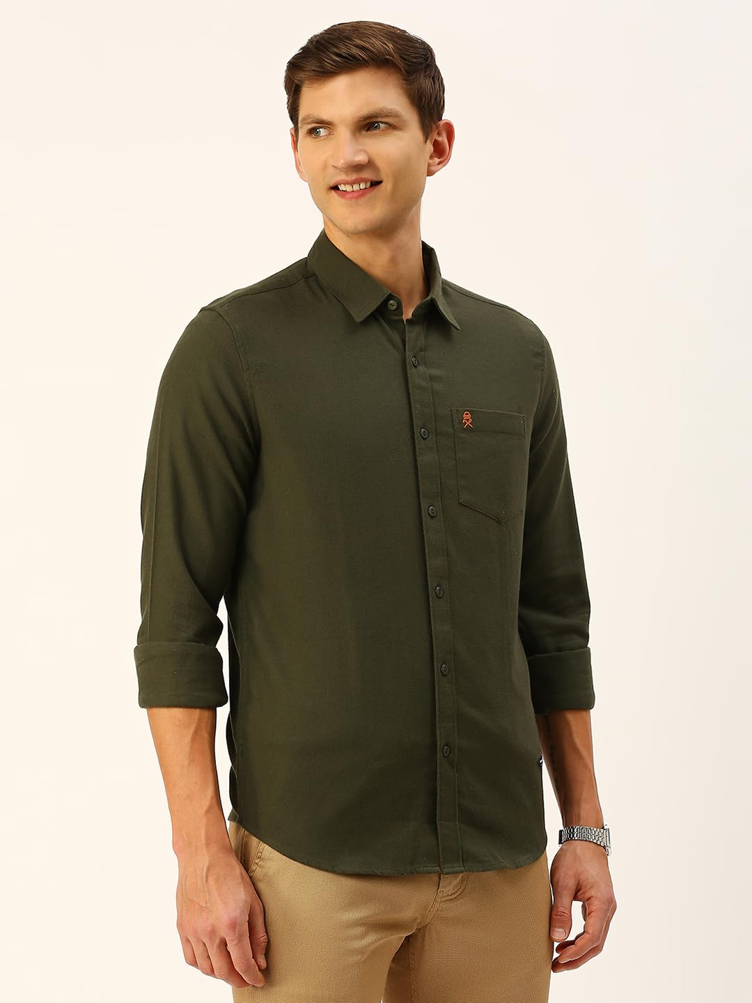 Thomas Scott Men's Solid Slim Fit Shirt - Olive - Image 3