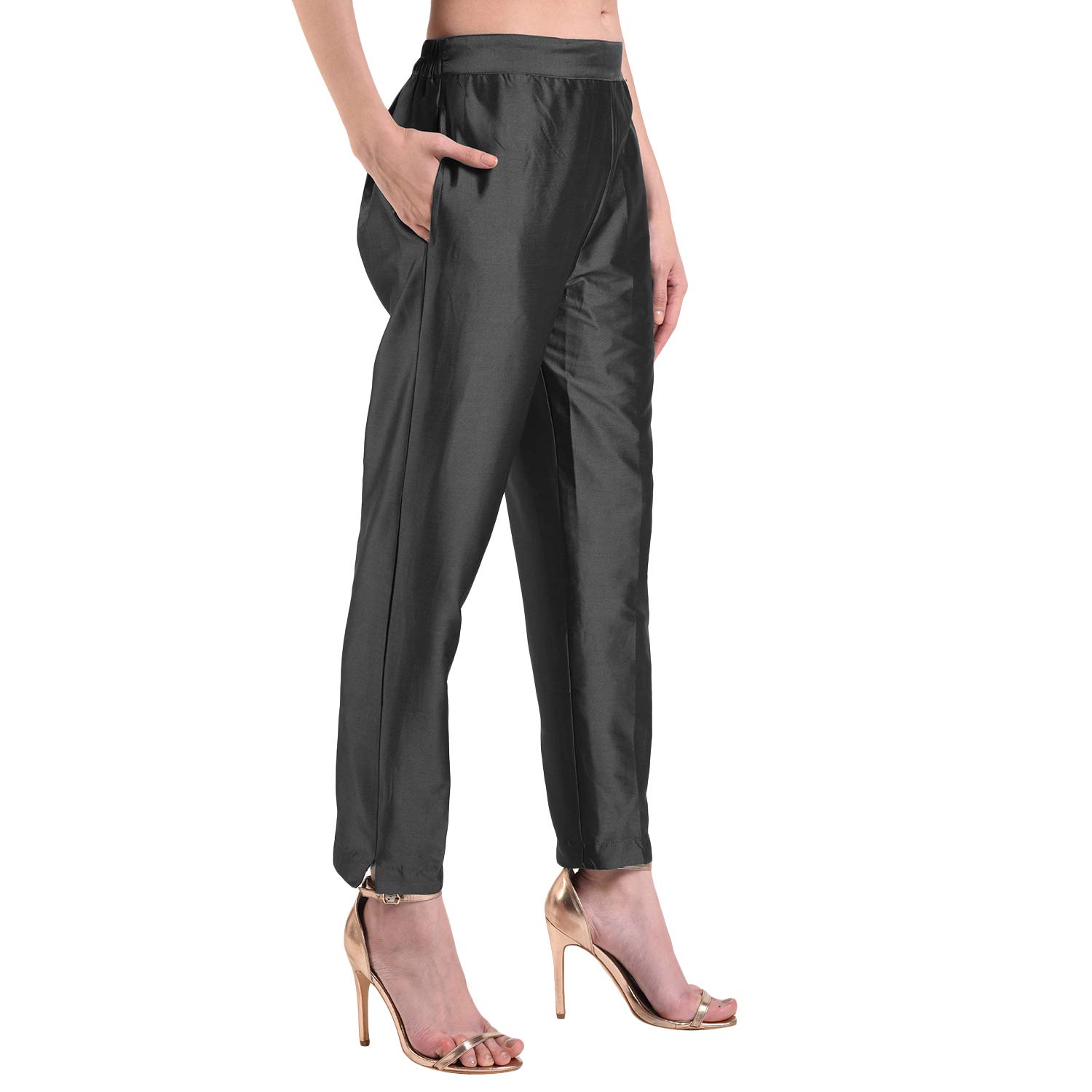Floreos Women's Black Straight Silk Pant - Image 4