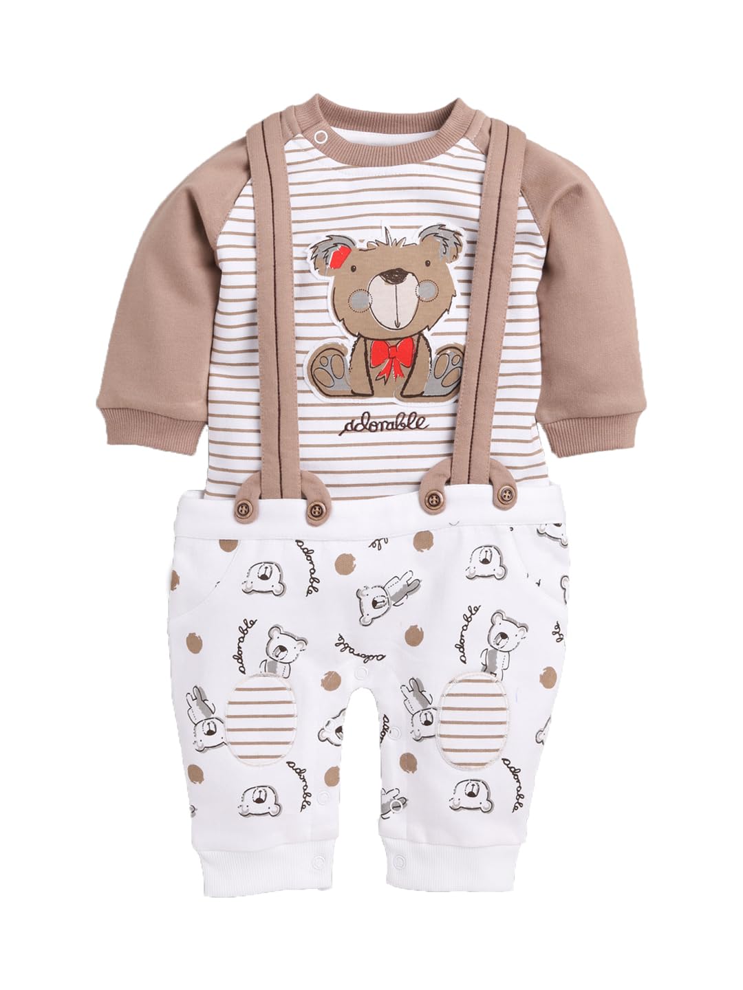 BABY GO Dungaree Dress for Baby Boys - Beige